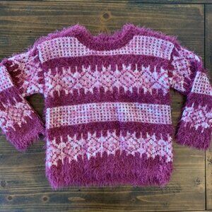 Girls Fuzzy Pink Sweater Lucky Brand Sz 24 Months
